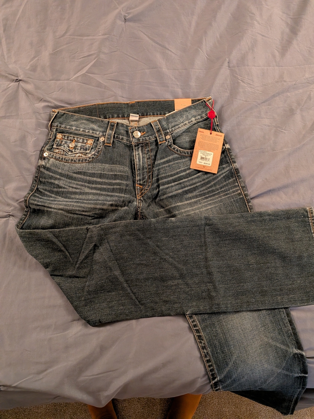 NWT True Religion Straight Flap Jeans Men’s 33 Midnight $229 Retail